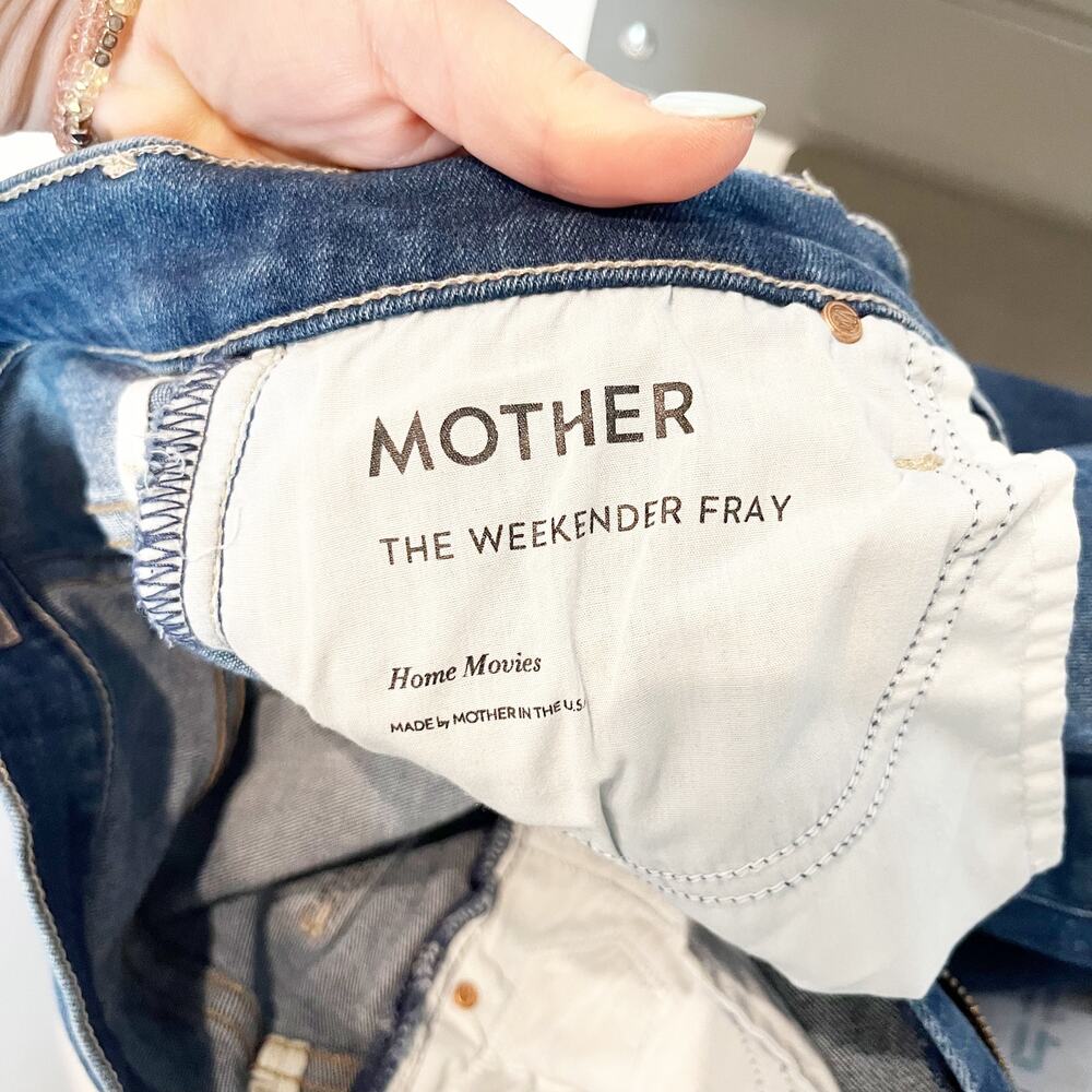Mother The Weekender Mid-Rise Frayed Hem Denim Flare Jeans Home Movies 27 - Picture 7 of 7